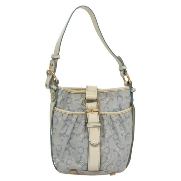 CELINE C Macadam Canvas Shoulder Bag Light Blue - Picture 11 of 15